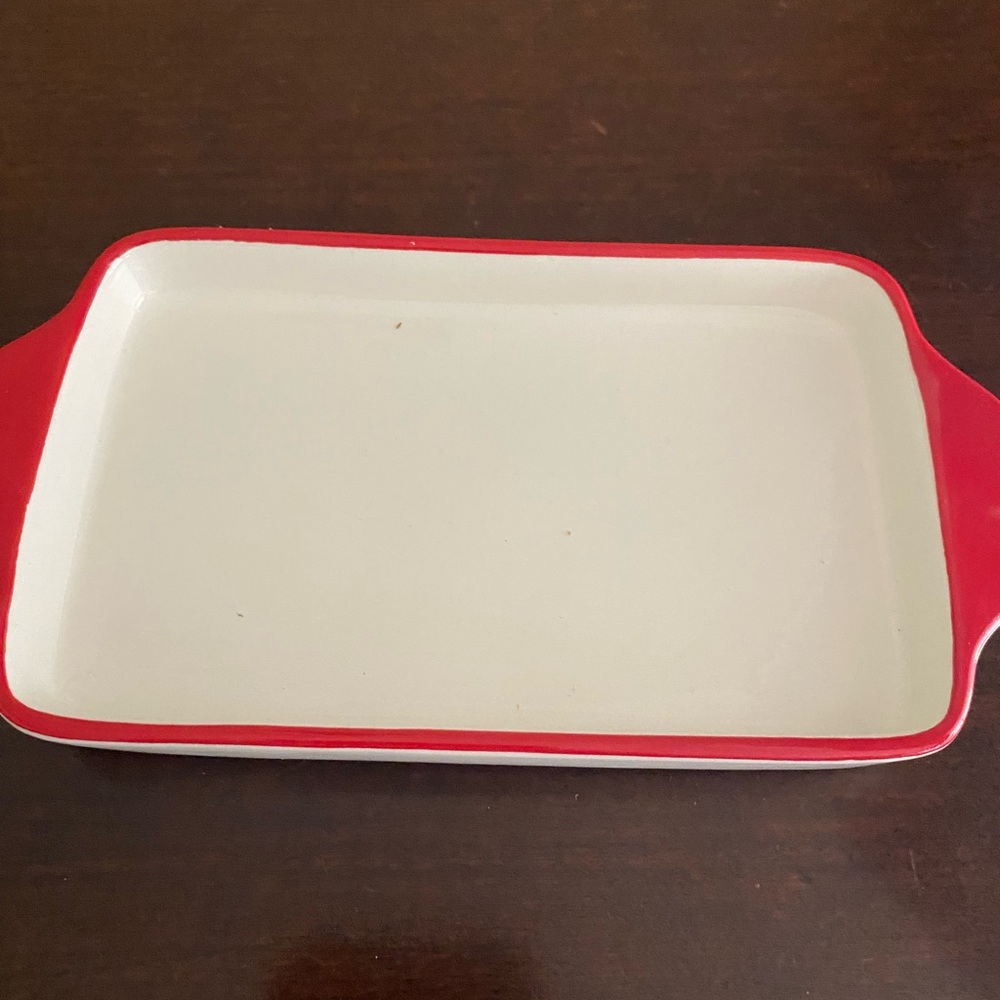 Decorative Ceramic Butter Dish with a Red Lid Knob by Dutch Wax - Picture 6 of 9